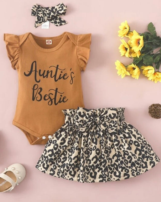 Baby Girls’ 2pcs Auntie’s My Bestie Romper and Skirt