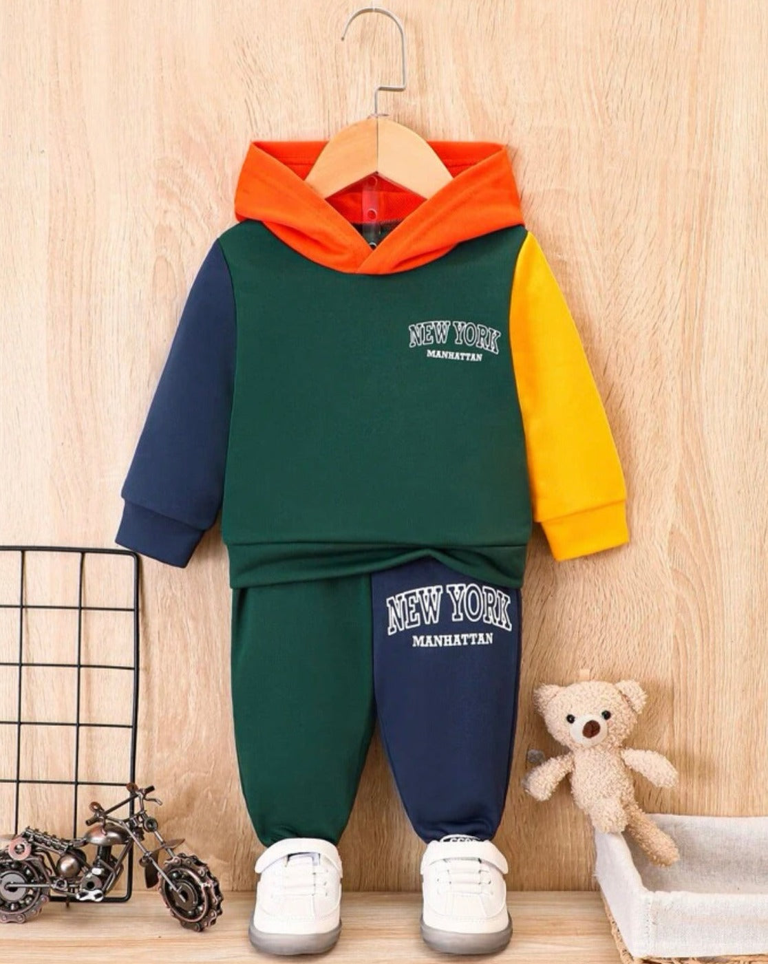 Boys 2pcs Active NEW YORK Design Hoodie and Pants