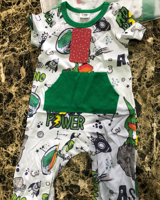 Baby Boy 100% Cotton Dinosaur Printed Comfort Romper