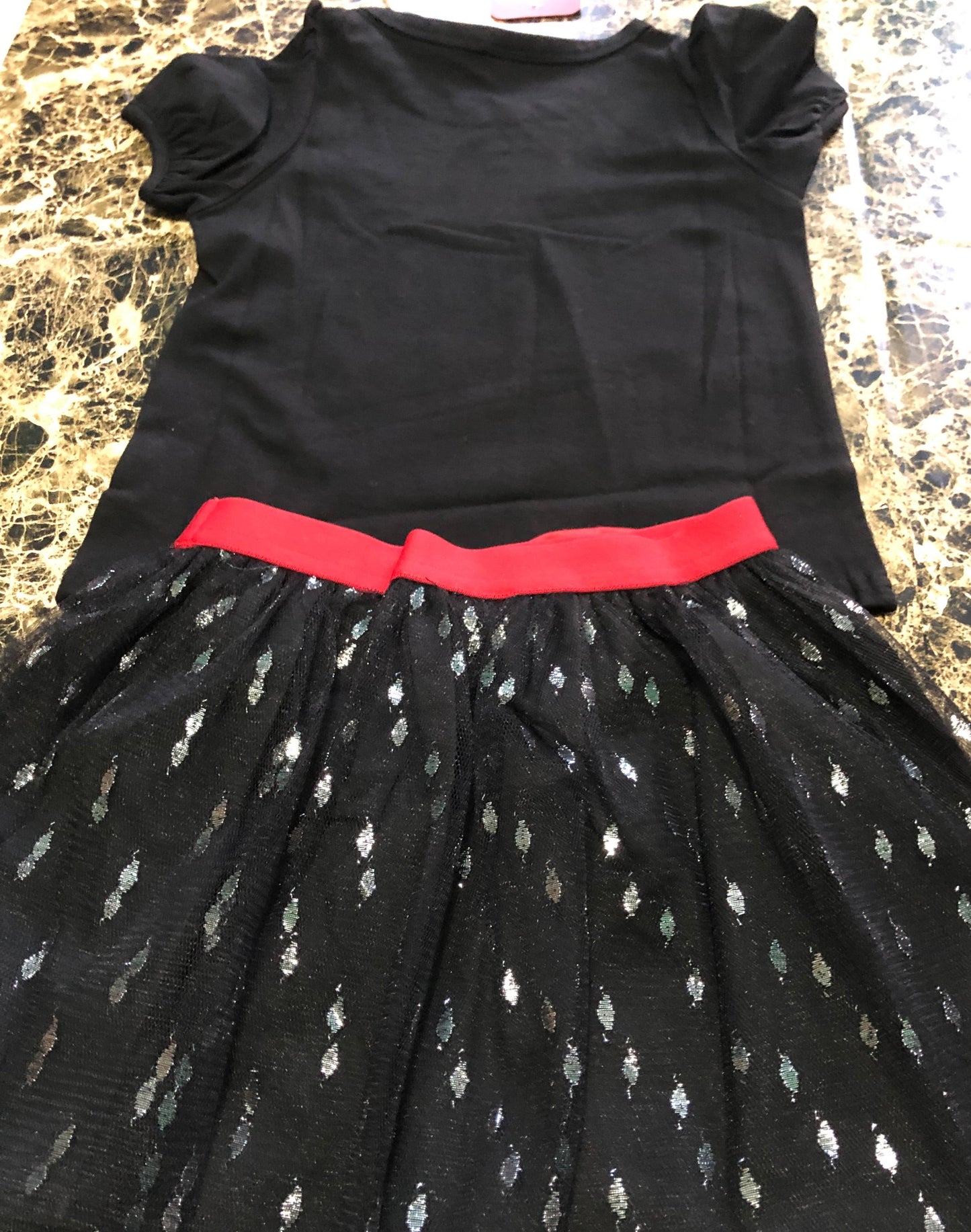Toddler girls 2pcs Letter print shirt and bowknot skirt