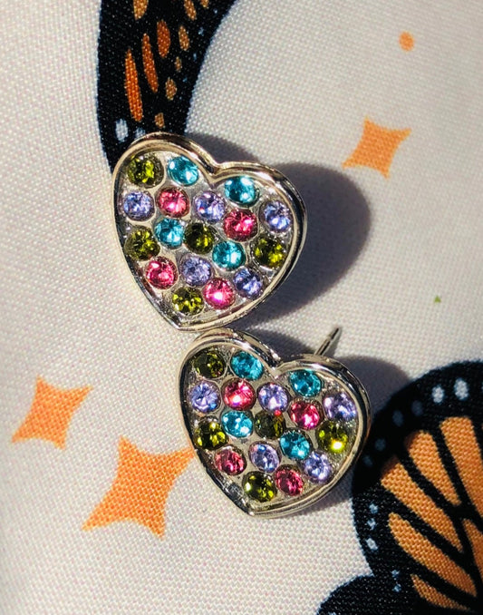 European And America Baby Girls Cat Love-Heart Rainbow Earrings