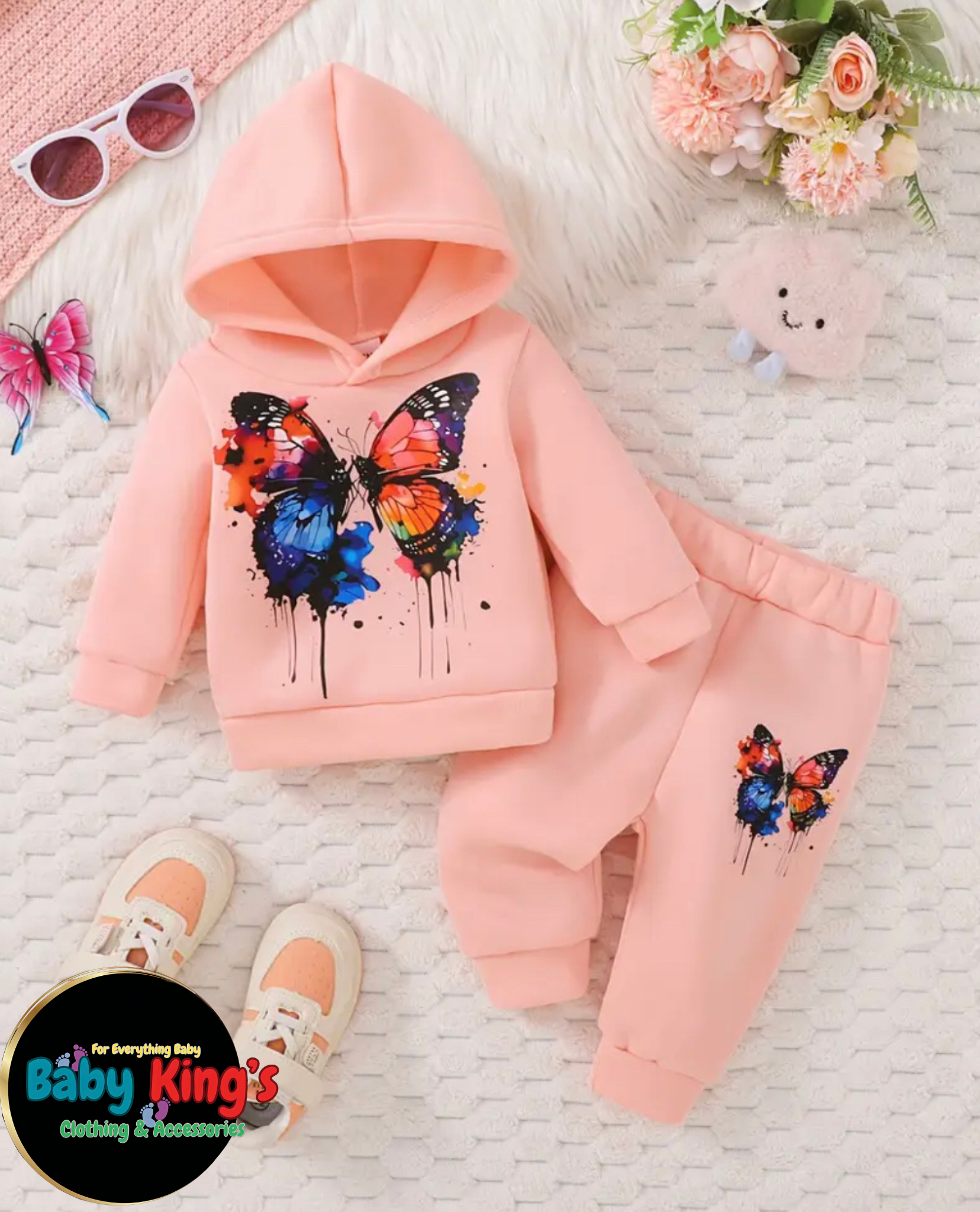 Baby girls butterfly hoodie set 