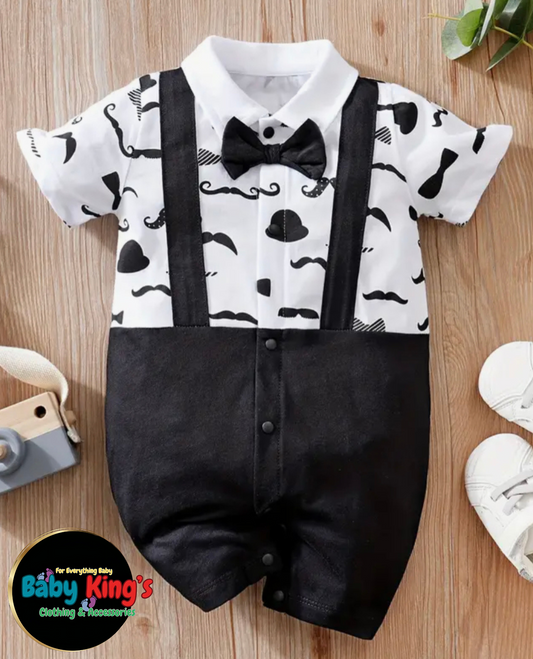 Baby Boys Faux 2pcs Cotton Short Sleeve Romper