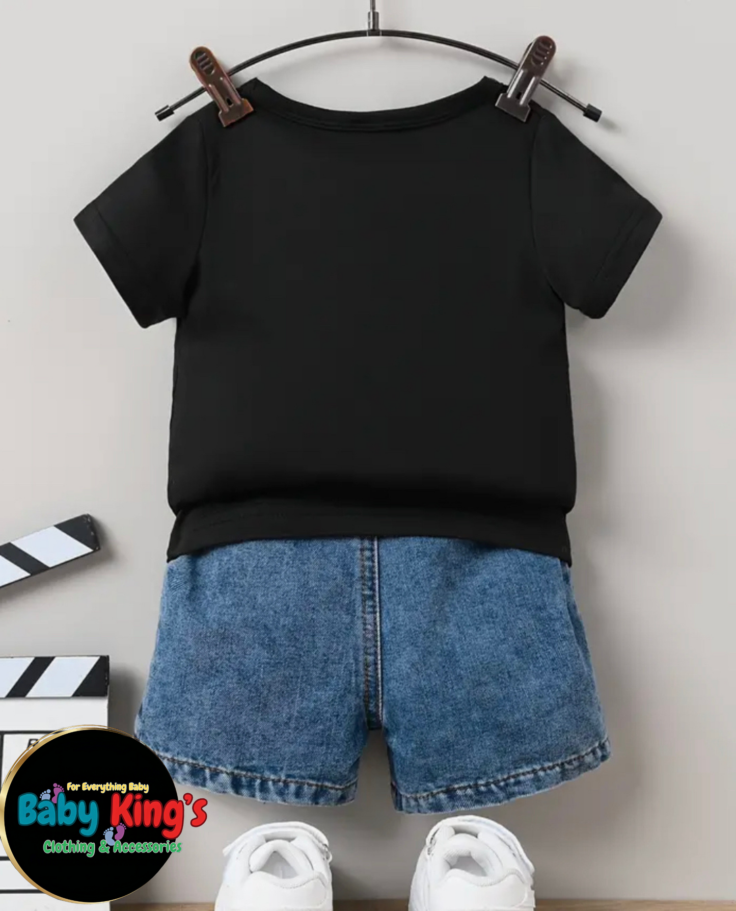 Boys 2pcs God Got Me T-Shirt & Denim Shorts