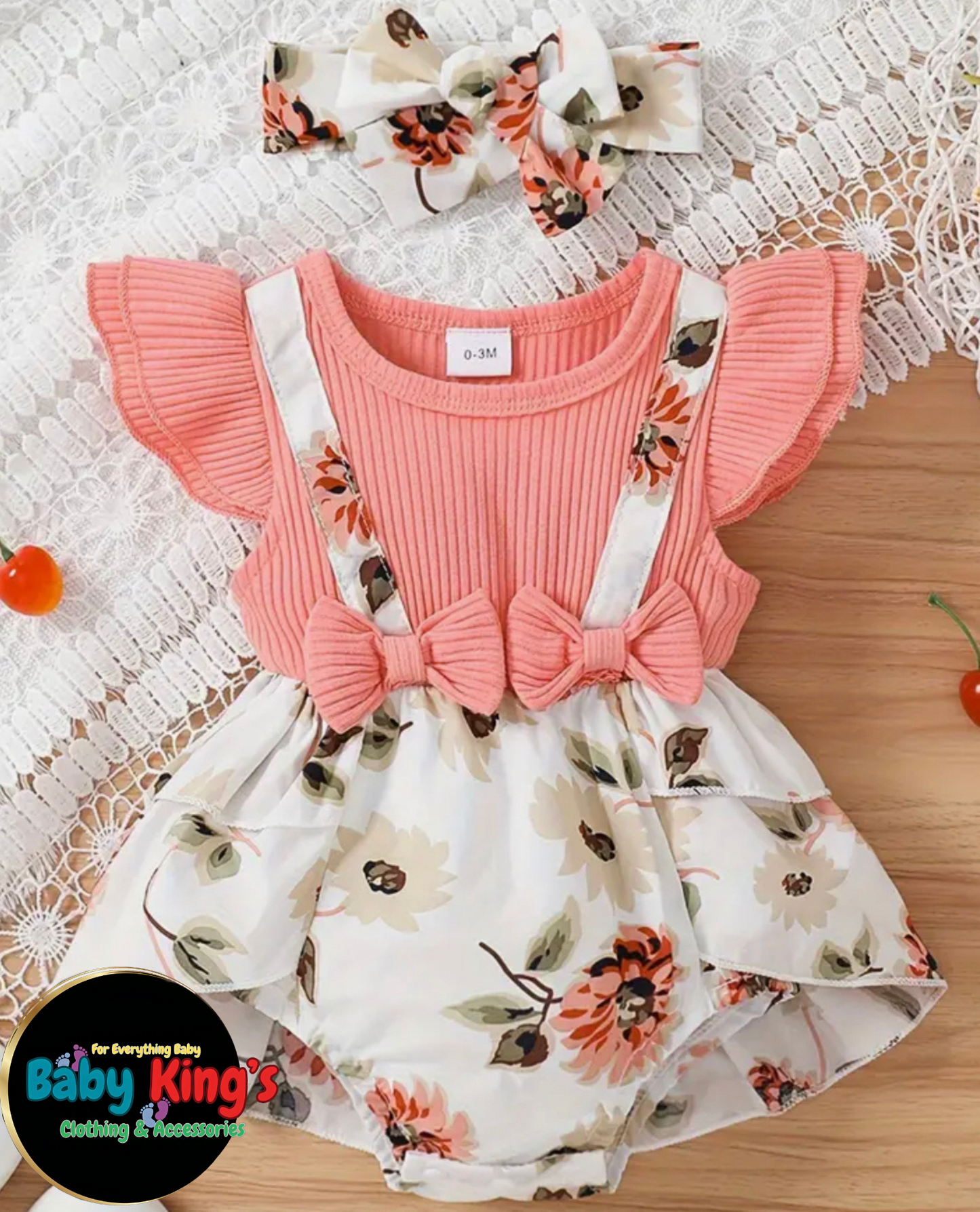 Baby Girl 2pcs Floral Romper Dress and Matching Headband