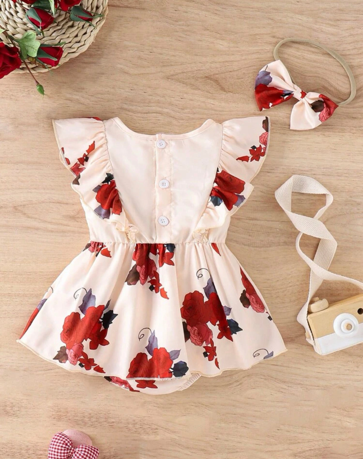 Baby Girls’ Cute 2pcs Romper with Hairband