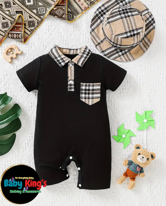 Baby Boy Active Romper With Bucker Hat Set