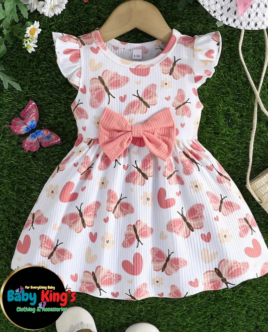 Adorable Cute Butterfly Printed Dress for Baby Girl